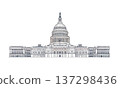 Detailed Vector Illustration of the United States Capitol Building in Washington DC 137298436