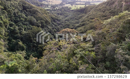 Cassilandia, Mato Grosso do Sul, Brazil - 04 05 2024: Forest canyon aerial landscape Cassilandia, Mato Grosso do Sul, Brazil - 04 05 2024: Forest canyon aerial landscape 137298629