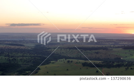 Sunrise over rural pasture and farmland landscape Sunrise over rural pasture and farmland landscape 137298636