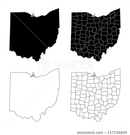Ohio State Outline and Solid Fill Map Set. 137298804