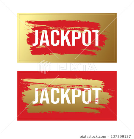 Golden scratch cards with jackpot. Coupons for win game lottery isolated on white background. Vector illustration 137299127