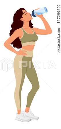 Woman fitness drink water bottle isolated 137299202