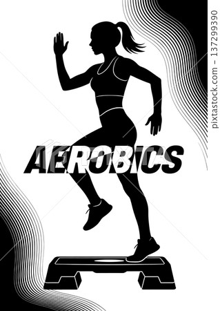Word aerobics logotype graphic girl crossfit healthy lifestyle gym. Banner typography aerobics  137299390