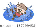 Illustration of a child falling into water 137299458