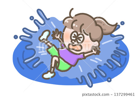 描繪兒童落水的插圖 137299461