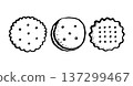 Cracker Biscuit Set. Ink black hand drawn line illustration on white background. 137299467