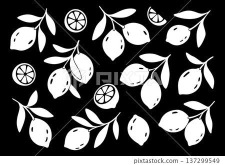 White lemons set on black background White lemons set on black background 137299549