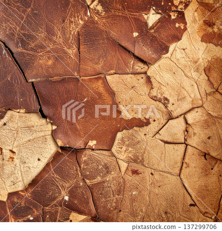 Cracked Brown Leather Texture Background with Antique Detail and Weathered Surface 137299706