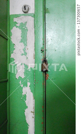 The Architecture backgrounds and objects. Door with a padlock. 137300657