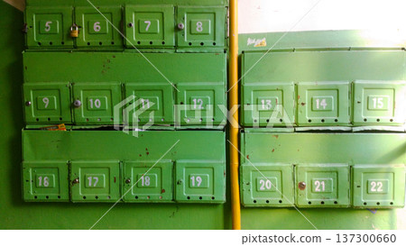 The Architecture backgrounds and objects. Mailboxes for newspapers. 137300660
