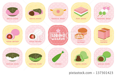 各式各樣的傳統日式春季甜點 137301423
