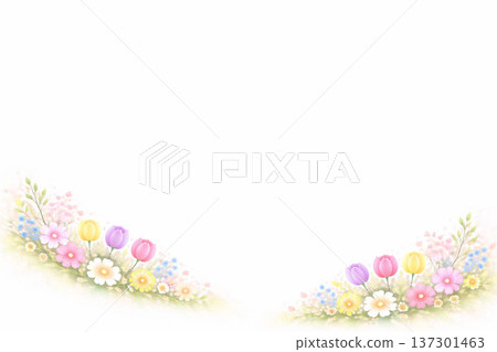 Spring Flower Series: Diagonal Arrangement Creates Depth with White Space 137301463