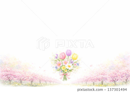 春花系列：簡約的背景，以中央花束和白色為主色調。 137301494