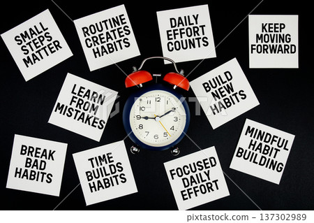 Alarm Clock Surrounded with Message about Discipline Concept Alarm Clock Surrounded with Message about Discipline Concept 137302989