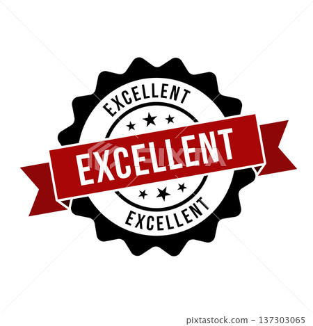 Excellent Stamp, Excellent Round Sign With Ribbon 137303065