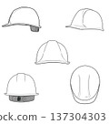 施工安全帽示意圖（正面、側面、背面，5 件組）黑白 137304303