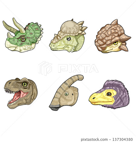 6 types of dinosaur faces 6 types of dinosaur faces 137304380