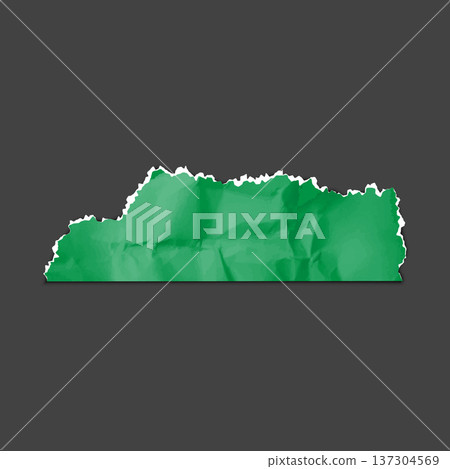 Green crumpled torn paper, torn sheet of paper fragment, vector realistic wrinkled color scrap strip with ripped edges 137304569