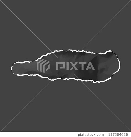 Black crumpled torn paper strip piece, torn sheet of page fragment, vector realistic wrinkled scrap with ripped edges Black crumpled torn paper strip piece, torn sheet of page fragment, vector realistic wrinkled scrap with ripped edges 137304626