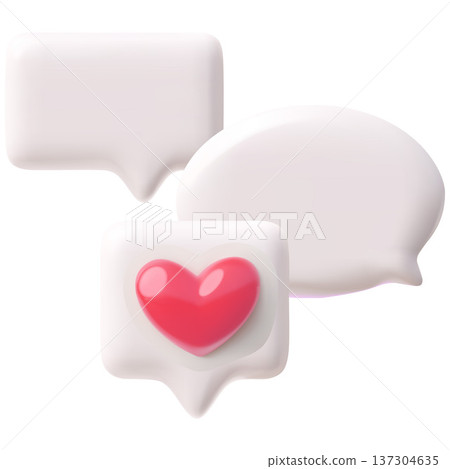 3D white speech bubbles various shapes with heart, Mental health, Healthcare vector concept, message text bubbles 3D white speech bubbles various shapes with heart, Mental health, Healthcare vector concept, message text bubbles 137304635