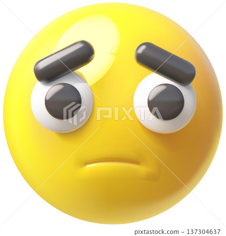 A 3D yellow, round emoji with a sad expression, icon. A 3D yellow, round emoji with a sad expression, icon. 137304637