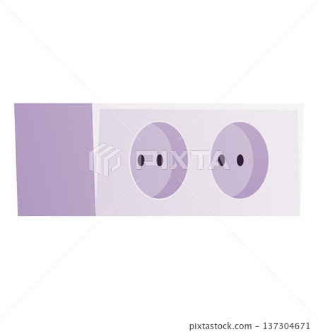 Power socket, electric socket with two round pins, vector double electrical energy outlet, white plastic house supply Power socket, electric socket with two round pins, vector double electrical energy outlet, white plastic house supply 137304671
