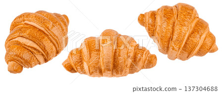 Set of Fresh Butter Croissants Isolated on Light Background Set of Fresh Butter Croissants Isolated on Light Background 137304688