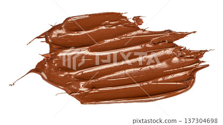 Chocolate Cream Smear Texture Isolated on Light Background Chocolate Cream Smear Texture Isolated on Light Background 137304698