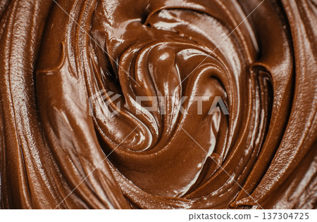 Glossy chocolate spread texture swirl background 137304725