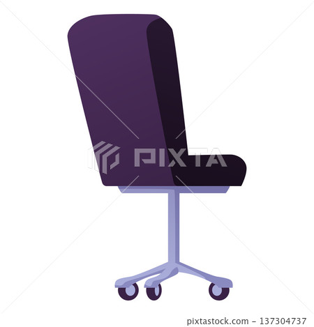 Office or desk rolling black armchair vector icon, office seat furniture interior, ergonomic computer chair on wheels 137304737