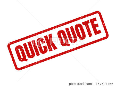 A textured red rectangular rubber stamp with quick quote for rapid business estimates A textured red rectangular rubber stamp with quick quote for rapid business estimates 137304766