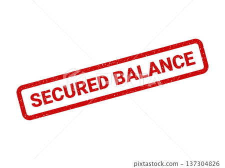 Distressed rectangular rubber stamp impression signifying a secured balance transaction approval document status 137304826