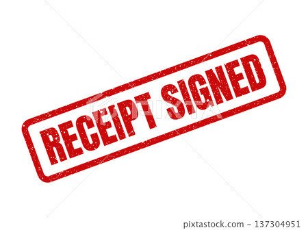 Authentic grunge red ink stamp displaying the important words RECEIPT SIGNED for official document confirmation 137304951