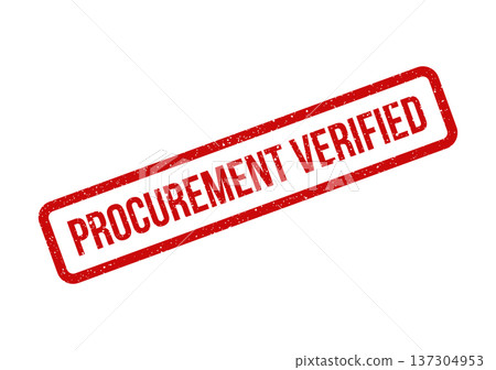 Authentic grunge red rubber stamp impression showing Procurement Verified for official confirmation purposes 137304953
