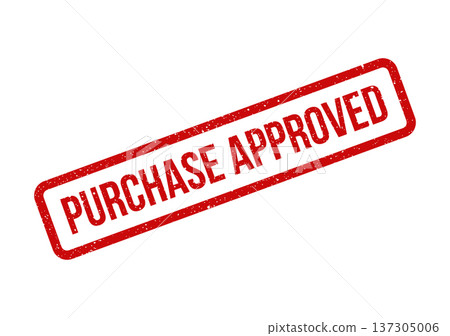 Authentic textured red rubber stamp showing purchase approved for business transactions and financial documentation Authentic textured red rubber stamp showing purchase approved for business transactions and financial documentation 137305006