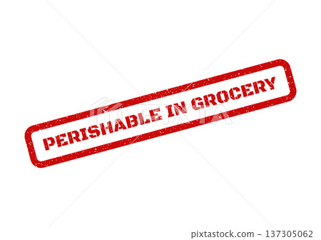 Classic grunge style stamp indicating food products with a limited freshness period within grocery retail environments 137305062