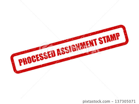 Classic red rectangular rubber stamp effect with prominent text processed assignment stamp for official tracking 137305071