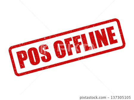 Diagonal red distressed rubber stamp with prominent text indicating a Point of Sale system is offline 137305105