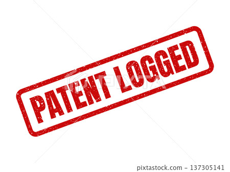 Distinctive red grunge stamp with PATENT LOGGED text, indicating an official entry or filing status Distinctive red grunge stamp with PATENT LOGGED text, indicating an official entry or filing status 137305141