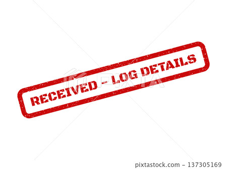 Distressed grunge effect stamp with RECEIVED LOG DETAILS text, perfect for administrative record keeping Distressed grunge effect stamp with RECEIVED LOG DETAILS text, perfect for administrative record keeping 137305169