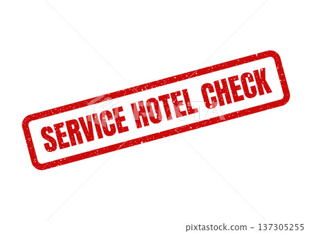 Distressed rectangular grunge stamp displaying the phrase service hotel check, signifying quality inspection and review processes 137305255