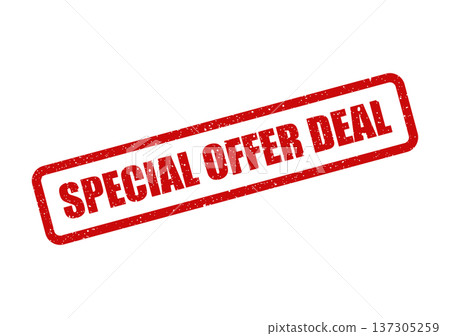 Distressed rectangular mark featuring the Special Offer Deal message, effective for promoting direct savings and attractive shopping incentives 137305259