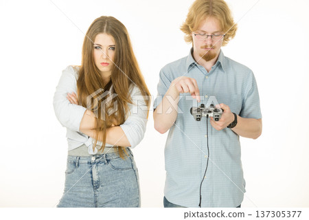 Woman is angry at playing man 137305377