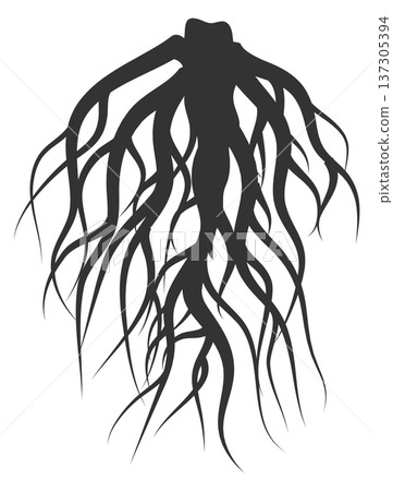 Tree roots shape black icon. Ecology logo Tree roots shape black icon. Ecology logo 137305394