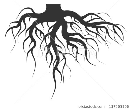 Bare roots icon. Wavy black shape symbol Bare roots icon. Wavy black shape symbol 137305396