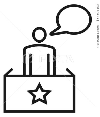 Public speech line icon. Leadership outline symbol Public speech line icon. Leadership outline symbol 137305408