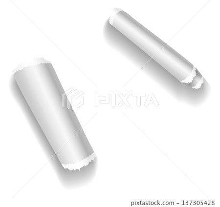 Ripped edge paper strip. Realistic white scrap Ripped edge paper strip. Realistic white scrap 137305428