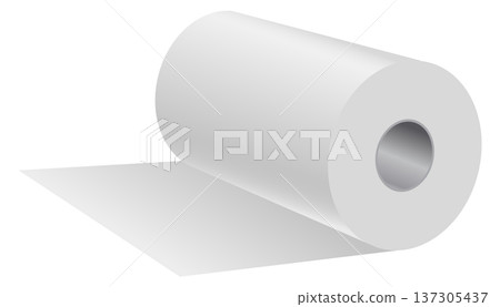 White paper roll. Blank round realistic mockup 137305437