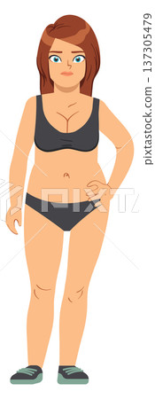 Sad overweight woman. Female body shaming concept 137305479