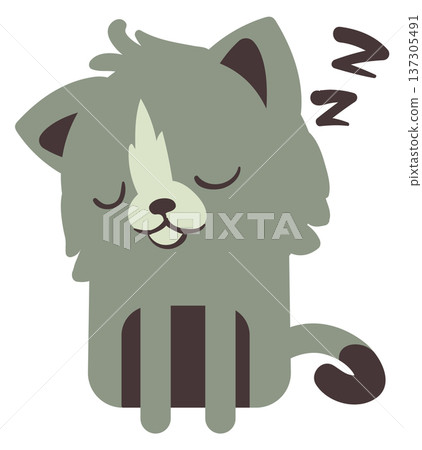 Sleeping kitten color icon. Cute pet character 137305491